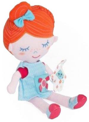 Doudou poupée fillette rousse robe bleue Kimbaloo - La Halle