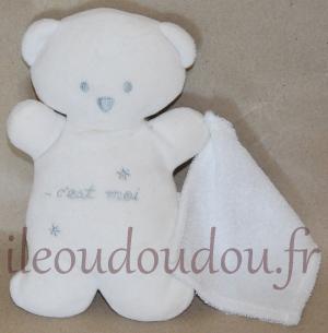 Peluche ours blanc avec mouchoir Kiabi - Kitchoun