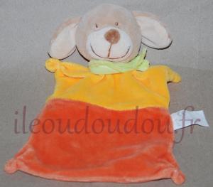 Doudou chien orange et jaune rectangle  Nicotoy