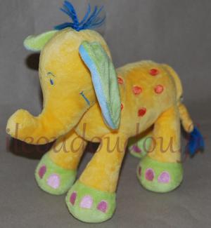 Peluche éléphant jaune vert et bleu Nicotoy, Simba Toys (Dickie)