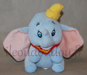 Doudou éléphant Dumbo bleuchapeau jaune et collerette Disney Baby