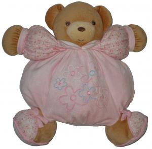 Doudou Ours Kaloo patapouf rose tissu à fleurs liberty, grand modèle Kaloo