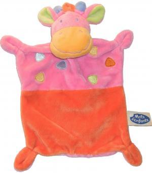 Doudou girafe rose et orange plat Mots d'enfant - Leclerc
