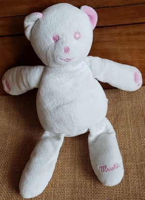Peluche ours blanc et rose Mustela Musti, Marques pharmacie