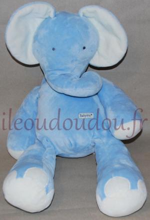 Peluche éléphant bleu et blanc BabySun