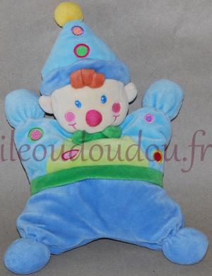 Doudou clown lutin bleu et vert semi-plat Nicotoy, Simba Toys (Dickie)