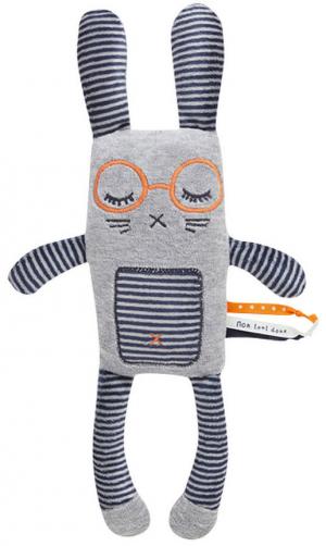 Doudou lapin gris et bleu lunettes TAO (Tape à l'oeil)