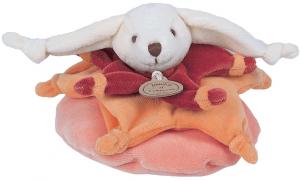 Mini doudou carambole lapin rouge orange rose  (1482) Doudou et compagnie