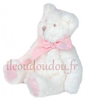 Peluche ours blanc et rose - DC2342 *Mon tout petit* Doudou et compagnie