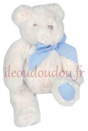 Peluche ours blanc et bleu - DC2341 *Mon tout petit* Doudou et compagnie