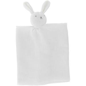 Doudou lange plat carré lapin blanc DPAM (Du Pareil Au Même)