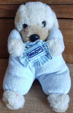 Peluche chien bleu crème et marron Arthur et Lola - Bébisol, Marques pharmacie