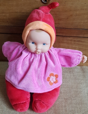 Babypouce grenadine poupée rouge rose et orange Corolle, Vintage