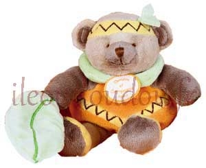 Peluche ours indien marron et orange feuille DC2573 Doudou et compagnie