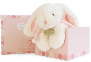 Peluche lapin Bonbon blanc et rose grand modèle - DC1242 Doudou et compagnie