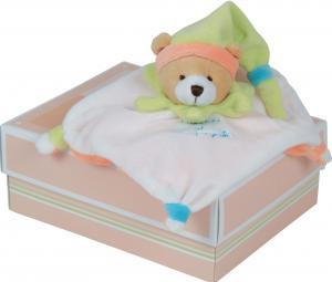 Doudou ours blanc vert et orange Les acidulés DC2372 Doudou et compagnie
