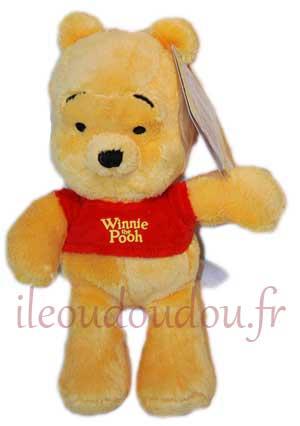 Peluche ours Winnie jaune et rouge Disney Baby, Nicotoy