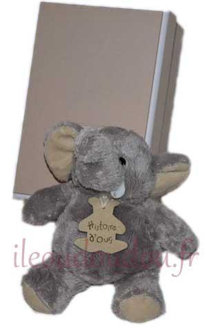 Peluche boule éléphant gris - petit modèle - HO1948 Histoire d'ours