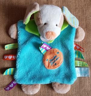 Doudou chien bleu turquoise Doudou d'amour BN751 Baby Nat