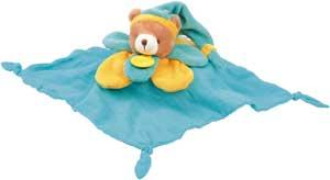 Doudou ours bleu vert et jaune *langes colorés* - BN031 Baby Nat