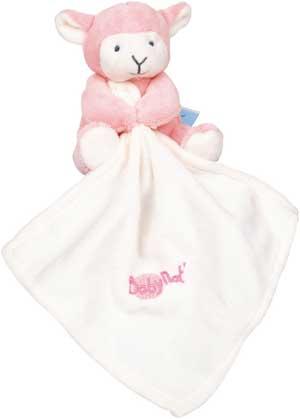 Doudou peluche mouton rose et blanc tenant un mouchoir *Layette* - BN958 Baby Nat