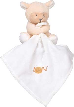 Peluche mouton beige crème et marron clair tenant un mouchoir *Layette* - BN958 Baby Nat