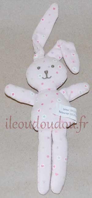 Peluche lapin rose Carrefour