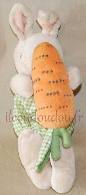 Peluche lapin tenant une carotte beige vert et orange Ikea