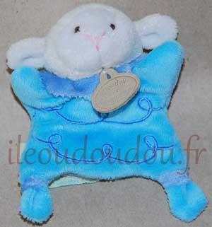 Marionnette mini lapin blanc et bleu - PE1952DC Doudou et compagnie