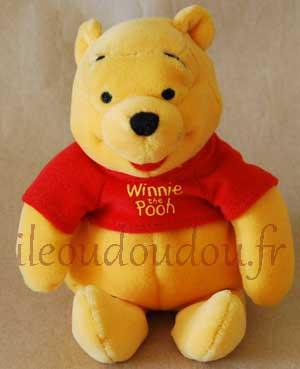 Peluche ours Winnie jaune et rouge Disney Baby
