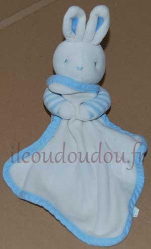 Peluche lapin blanc et bleu tenant un mouchoir Klorane, Marques pharmacie
