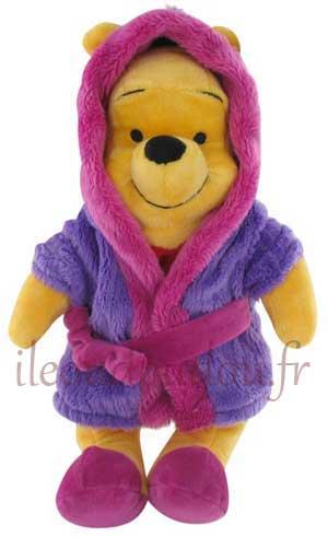 Peluche Winnie  en peignoir violet et rose Disney Baby, Nicotoy, Simba Toys (Dickie)