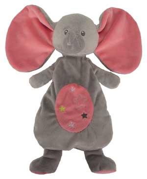 Doudou semi-plat éléphant gris et rose Nicotoy, Simba Toys (Dickie)