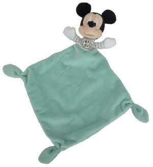 Doudou plat Mickey gris et vert  Disney Baby, Nicotoy, Simba Toys (Dickie)