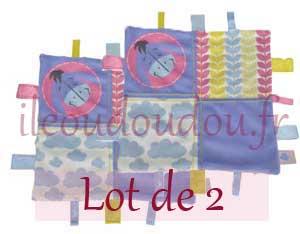 Doudou Bourriquet mouchoir rubans multicolore Disney Baby, Nicotoy, Simba Toys (Dickie)