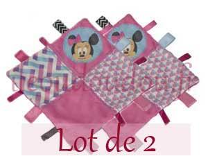 Doudou Minnie mouchoir rubans rose Disney Baby, Nicotoy, Simba Toys (Dickie)