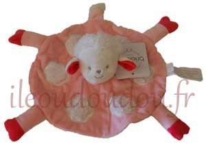 Doudou mouton rose blanc et fuschia Brioche rond plat Kimbaloo - La Halle, Brioche