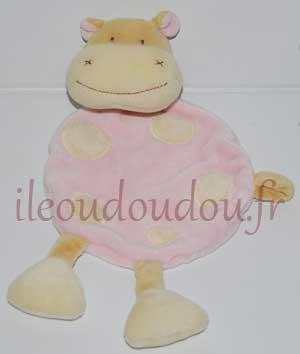 Doudou hippopotame rose crème et marron  BabySun