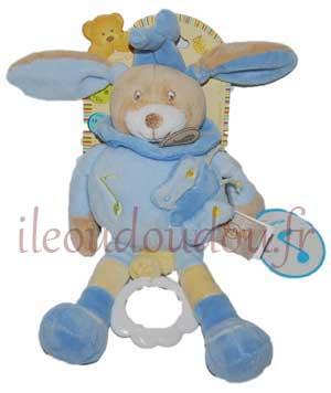 Peluche musicale lapin Milo bleu BN539 Baby Nat