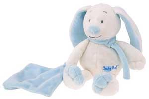 Peluche lapin bleu et blanc tenant un mouchoir *Douceur* - BN778 Baby Nat