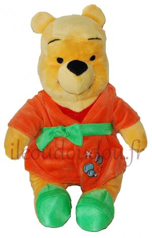 Peluche Winnie en peignoir orange et vert  Disney Baby, Nicotoy, Simba Toys (Dickie)