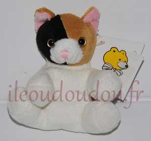 Mini peluche chat blanc noir marron et rose Lascar
