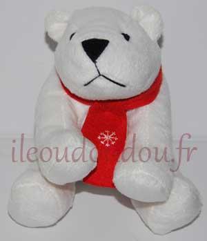 Peluche ours blanc et rouge Yves Rocher, Marques parfumerie