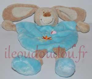 Doudou lapin bleu fleur et papillon  Tex Baby
