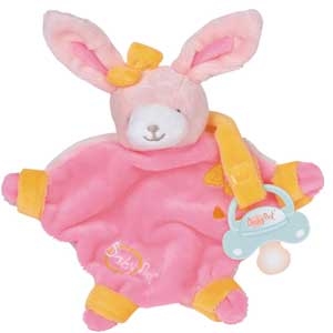 Doudou lapin rose attache-tétine BN046 Baby Nat