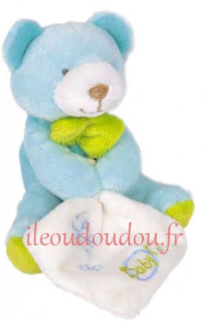 Peluche ours bleu avec doudou BN047 Baby Nat