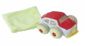 Doudou voiture rouge vert marron bleu Happy Horse