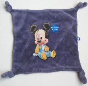 Doudou Mickey is a star carré bleu Disney Baby