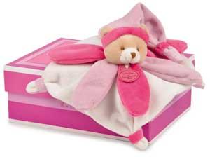 Mini doudou ours rose et blanc *Collector* - DC2790 Doudou et compagnie