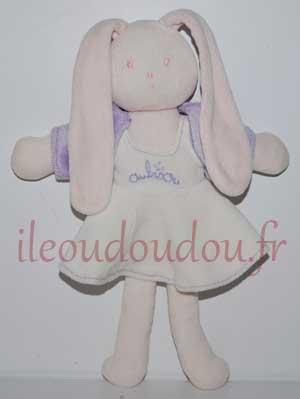 Peluche lapin blanc rose et violet Aubisou Jollybaby-Jollymex, Marques textile